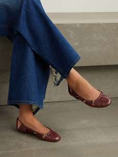 CHLOÉ Luna cutout leather ballet flats | NET-A-PORTER