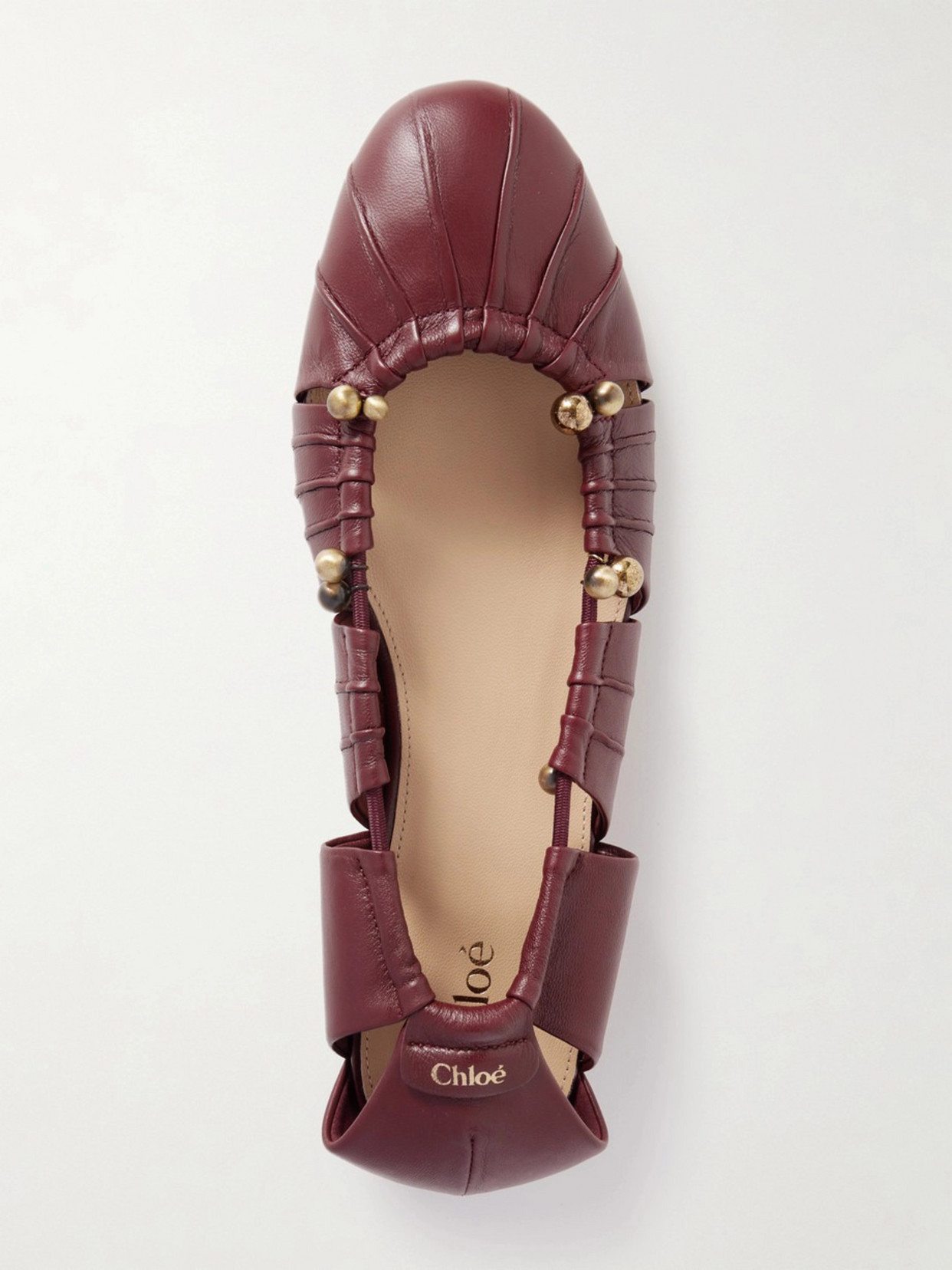Chloé Luna Leather Ballet Flats In Burgundy