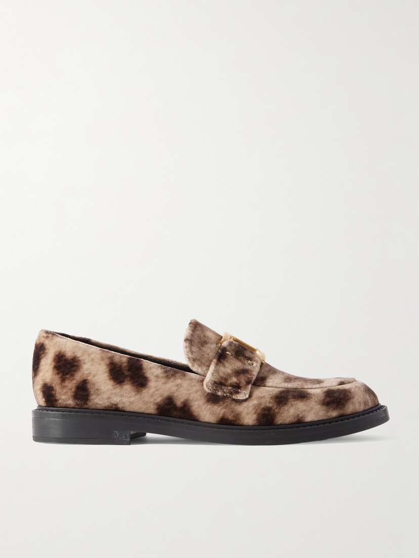 Chloé Marcie Leopard-print Velvet Loafers