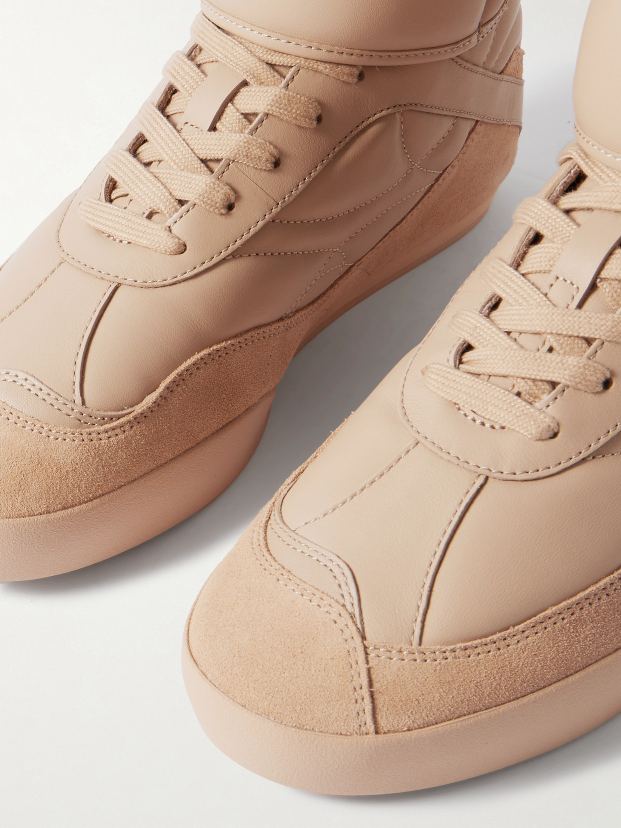 Chloé Kick Suede-trimmed Quilted Leather High-top Sneakers In Neutrals