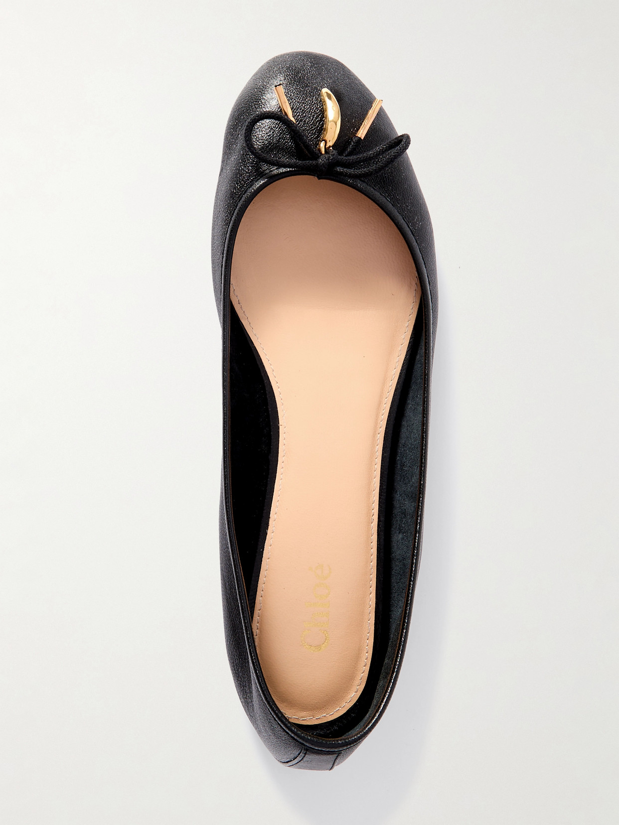 Chloé Chloe Iris Leather Ballerina Flat In Black