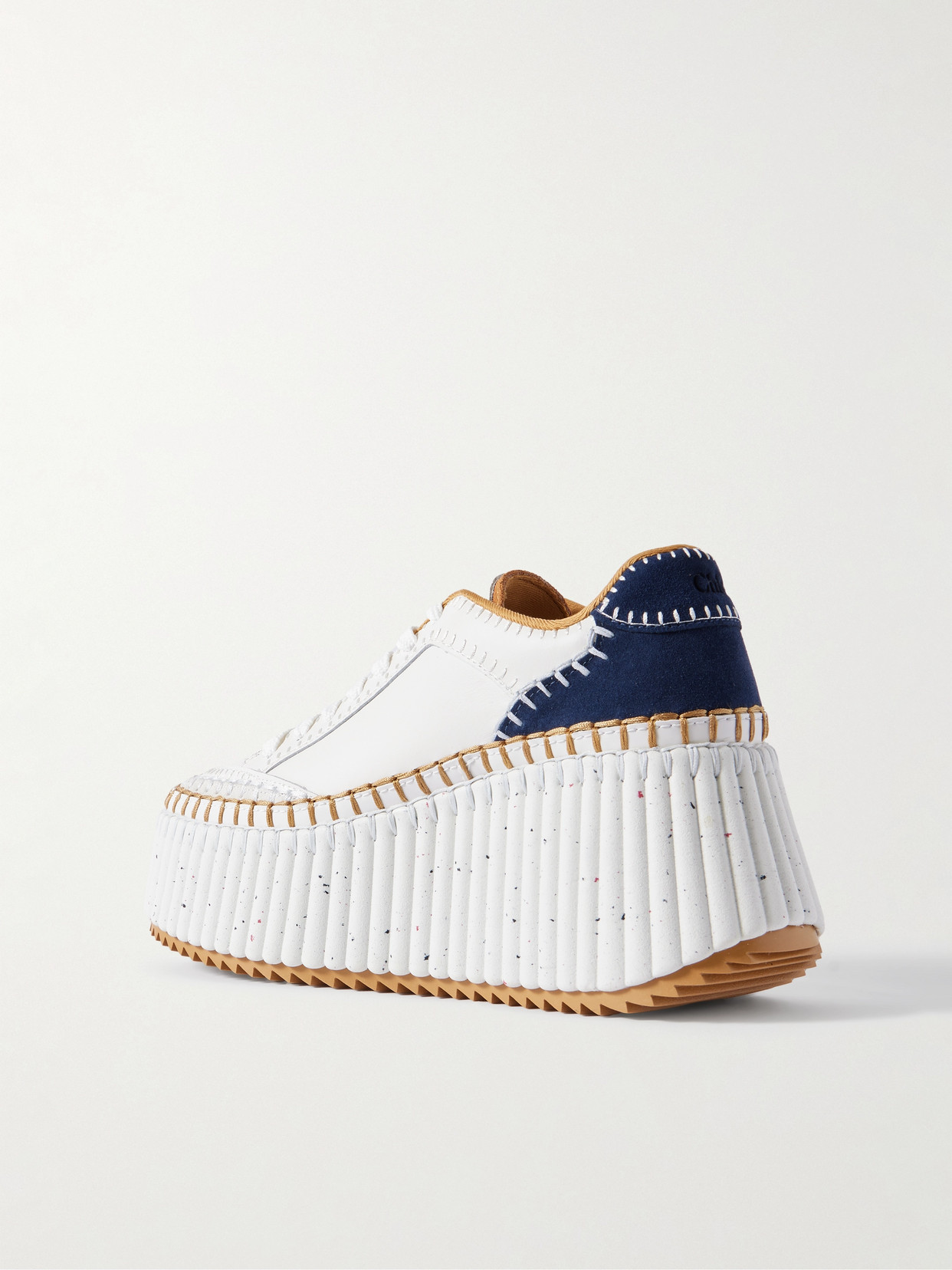 Chloé Nama Suede-trimmed Leather Platform Sneakers In White
