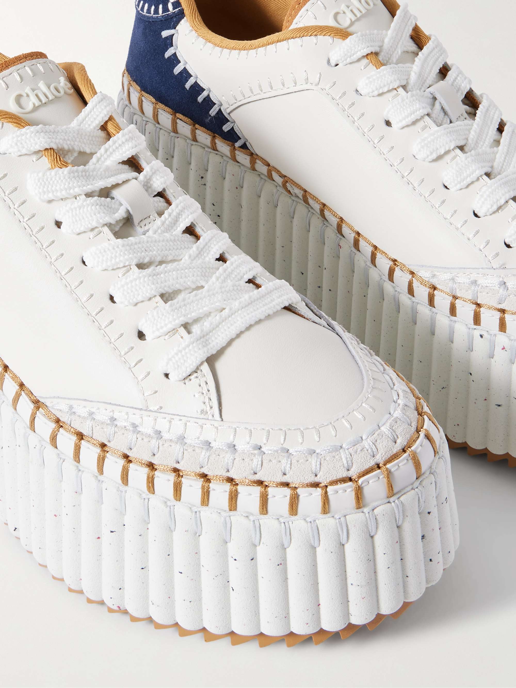 2024-25 秋冬新作  ハイブランドの CHLOÉ Nama NET-A | sneakers platform leather suede-trimmed 靴