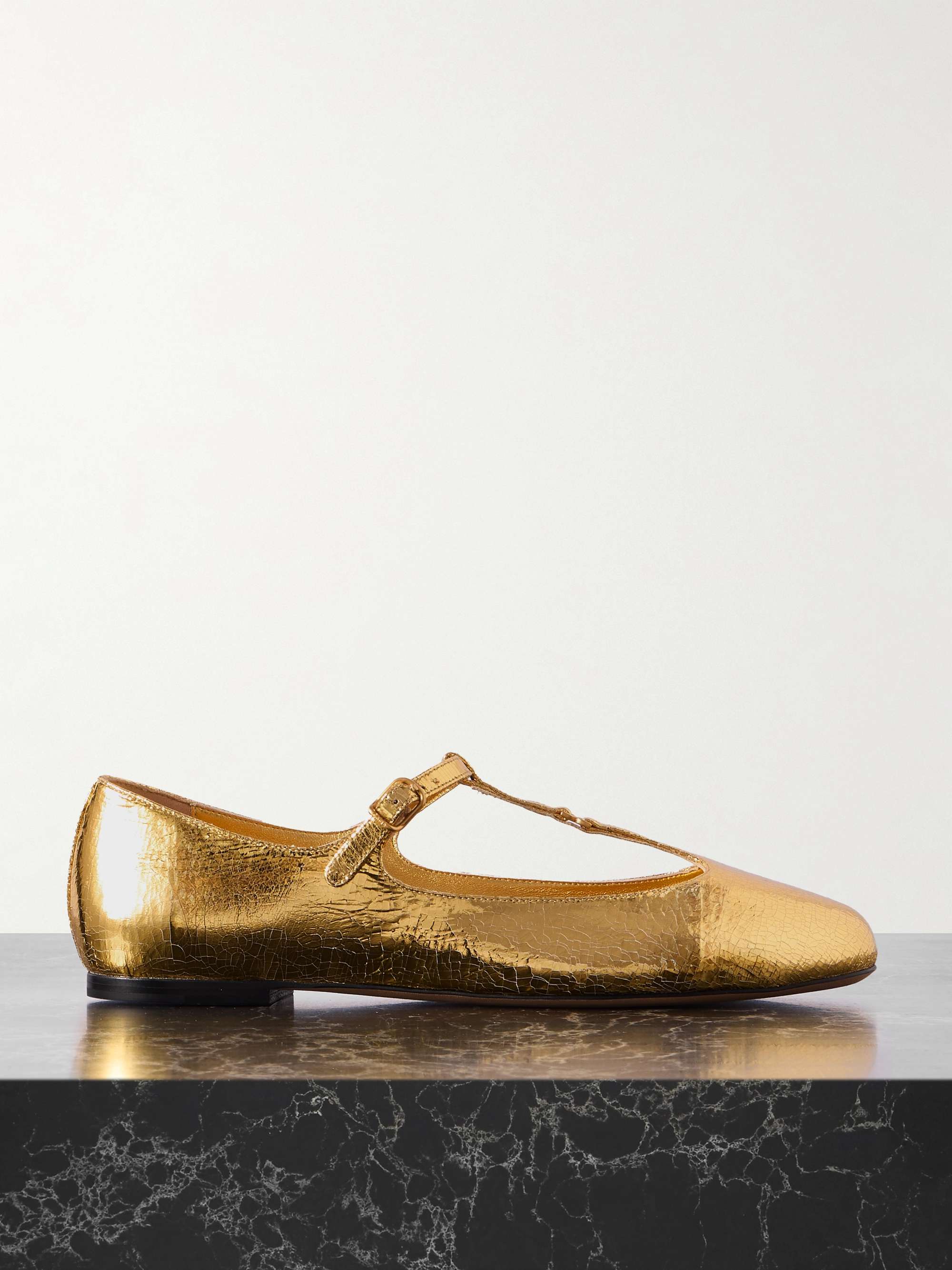 Alice crackled metallic leather ballet flat 2025