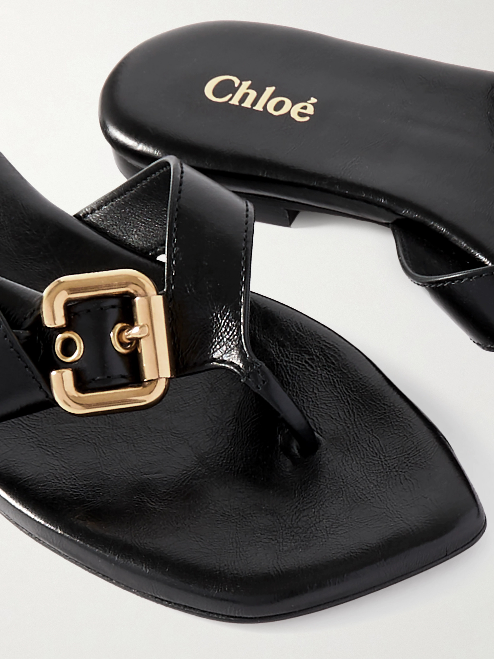 Chloé Mae buckle-embellished leather flip flops thumbnail