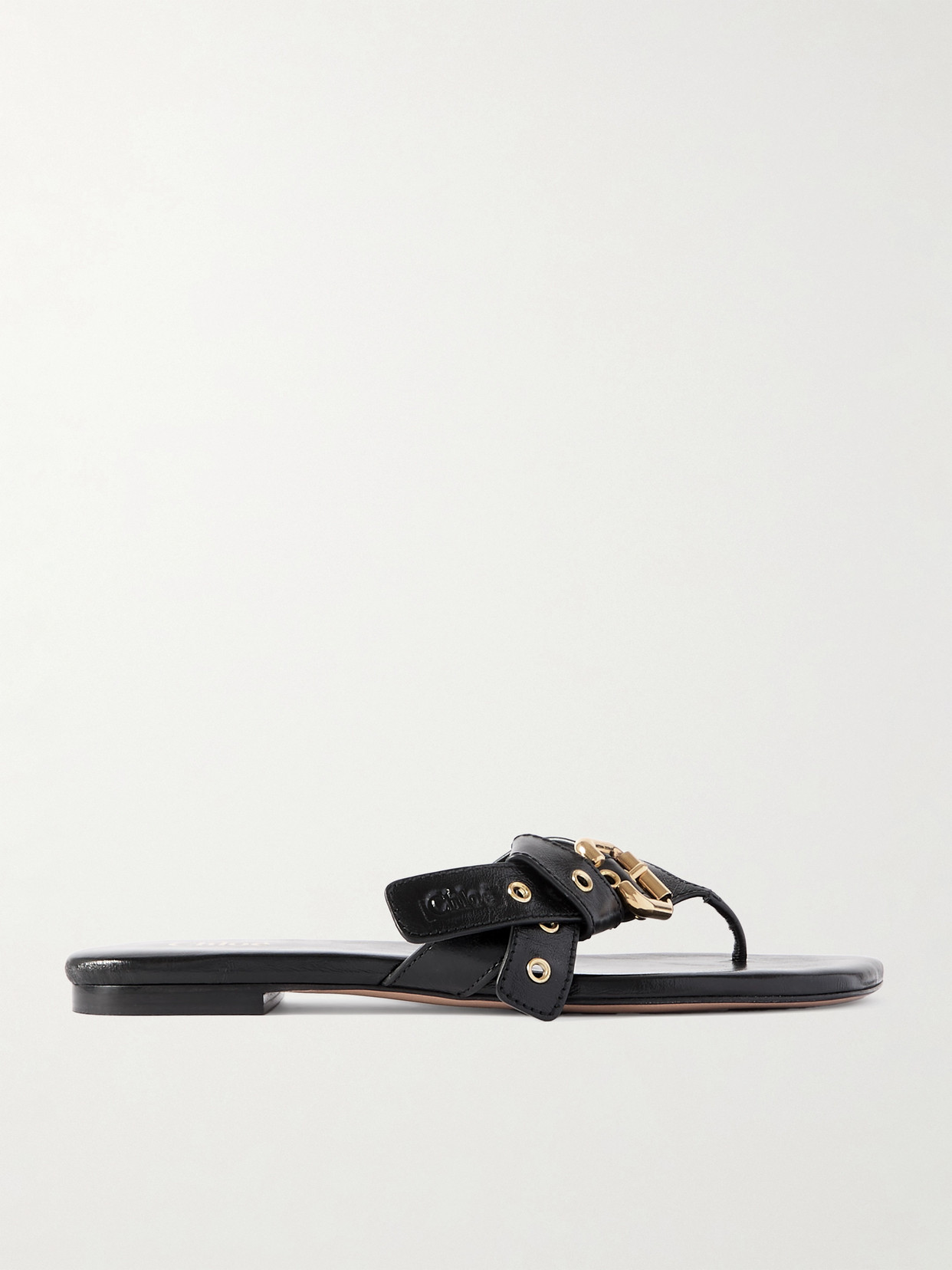 Chloé - Mae Buckle-embellished Leather Flip Flops - Black