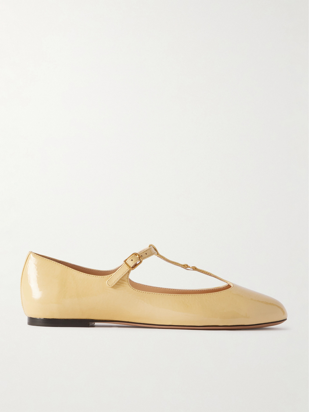 Chloé Marcie Embellished Metallic Cracked-leather Ballet Flats In Yellow