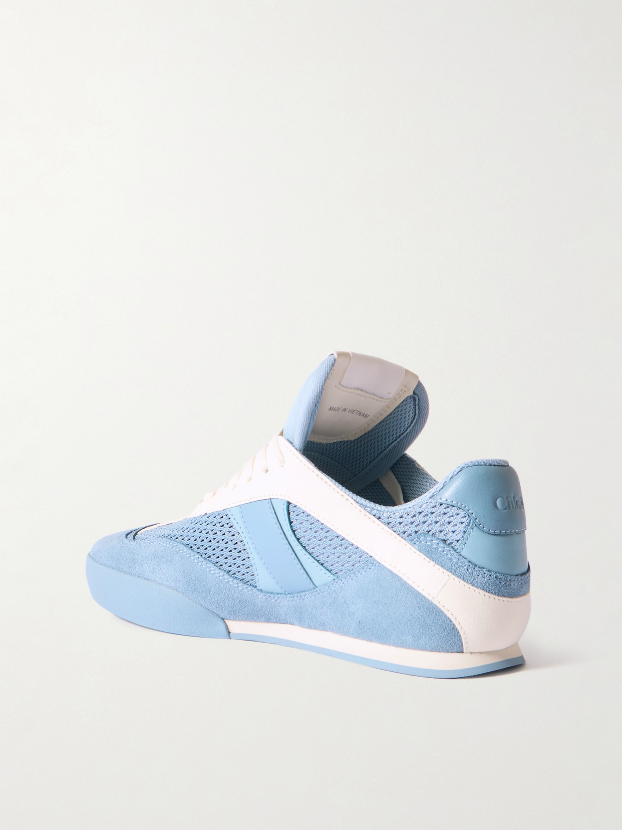 Shop Chloé Kick Suede And Leather-trimmed Mesh Sneakers In Blue