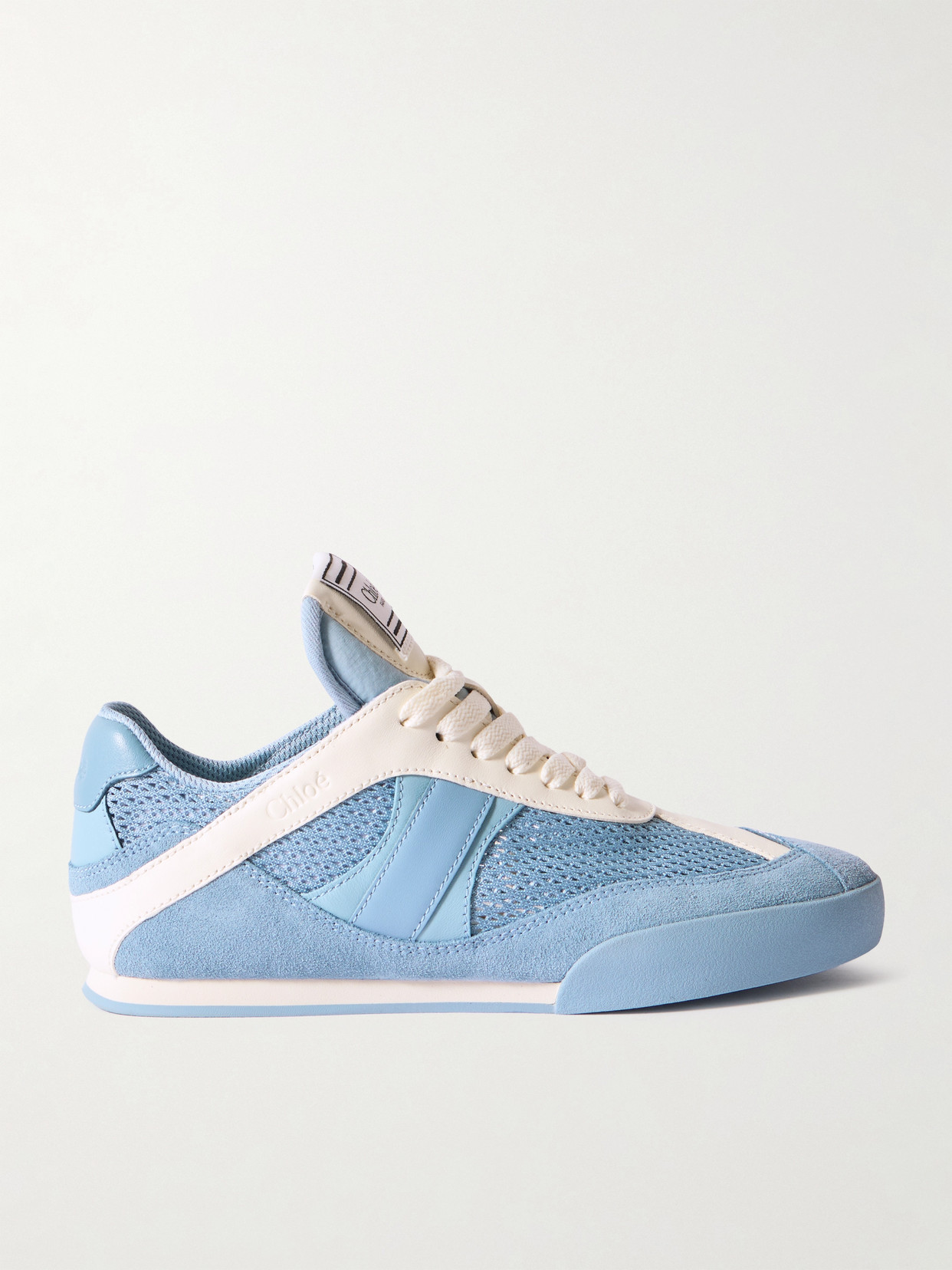 Chloé Kick Suede And Leather-trimmed Mesh Sneakers In Blue