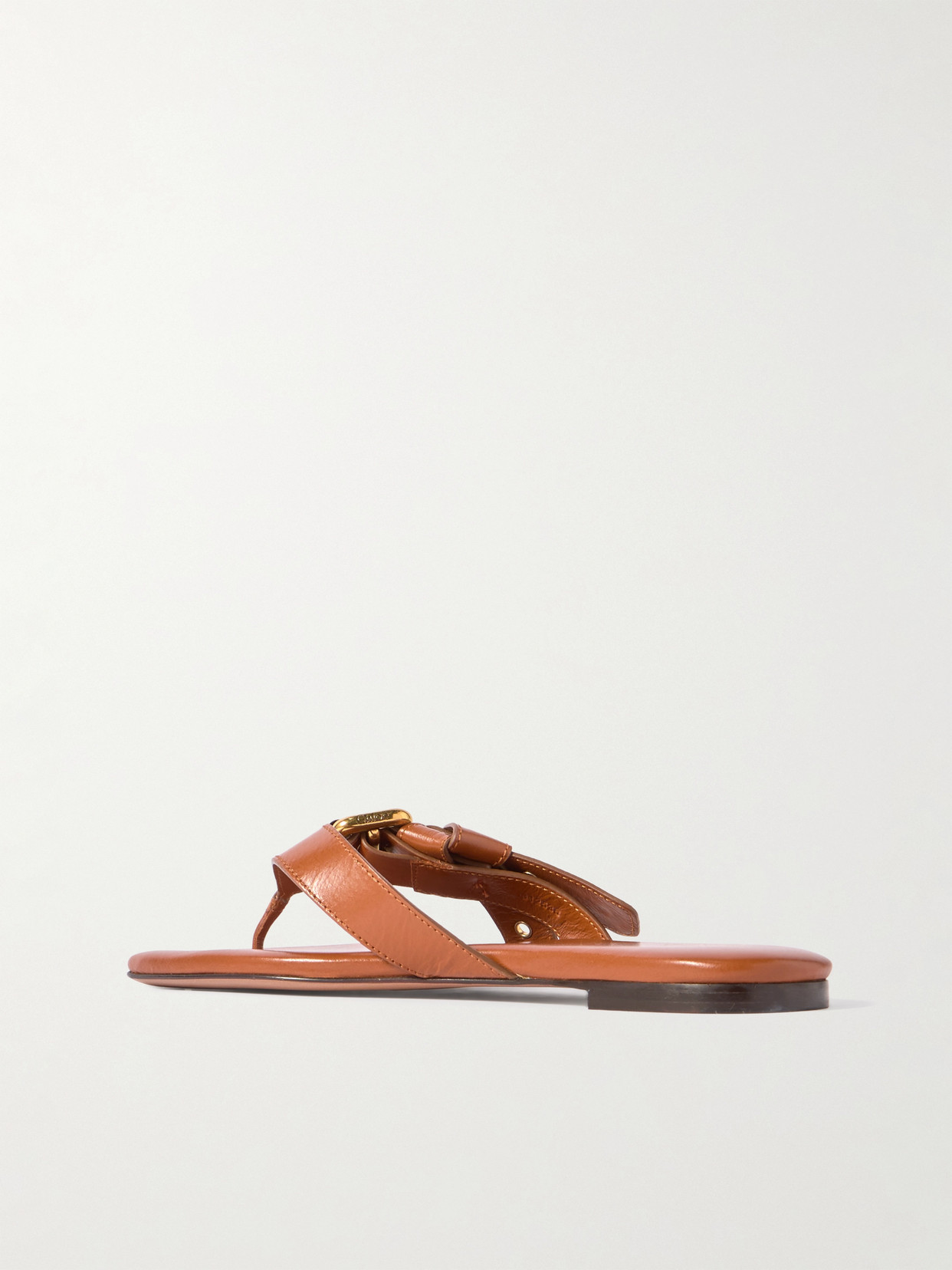Chloé Mae Buckle-embellished Leather Slides In Brown