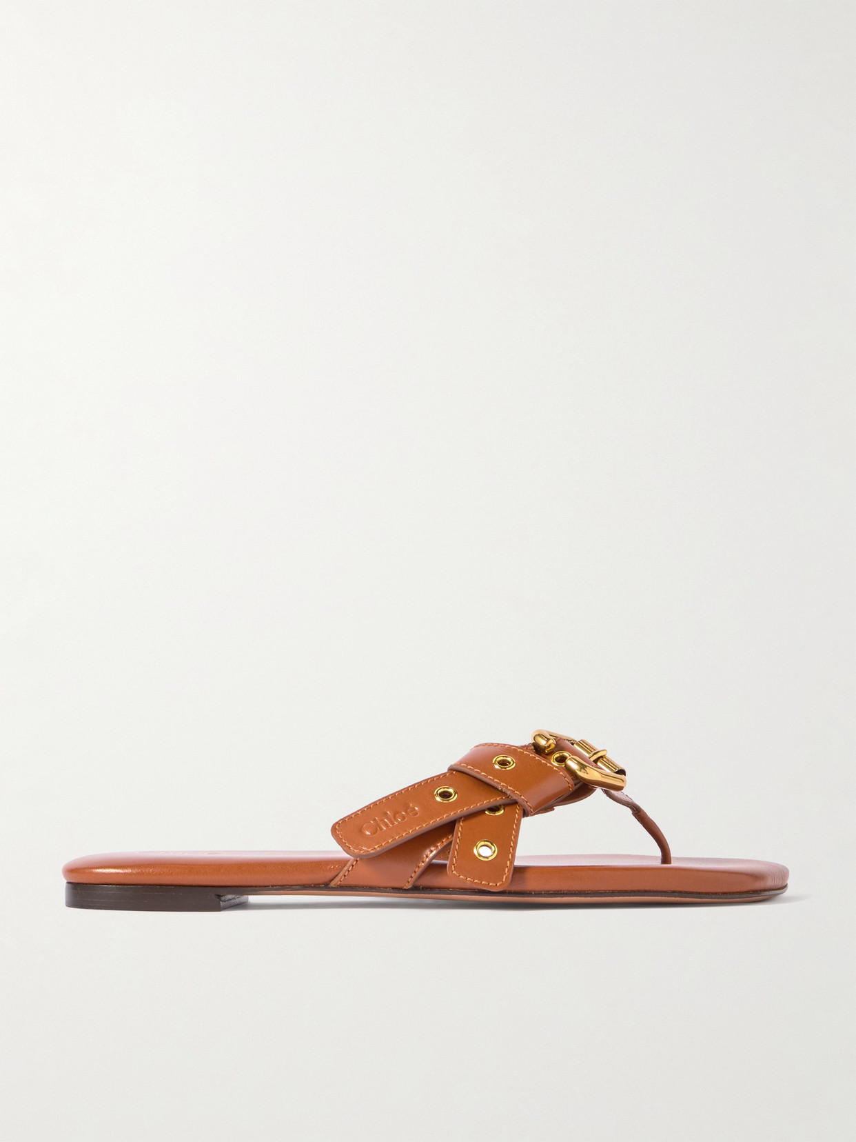 Chloé Mae Buckle-embellished Leather Slides In Brown