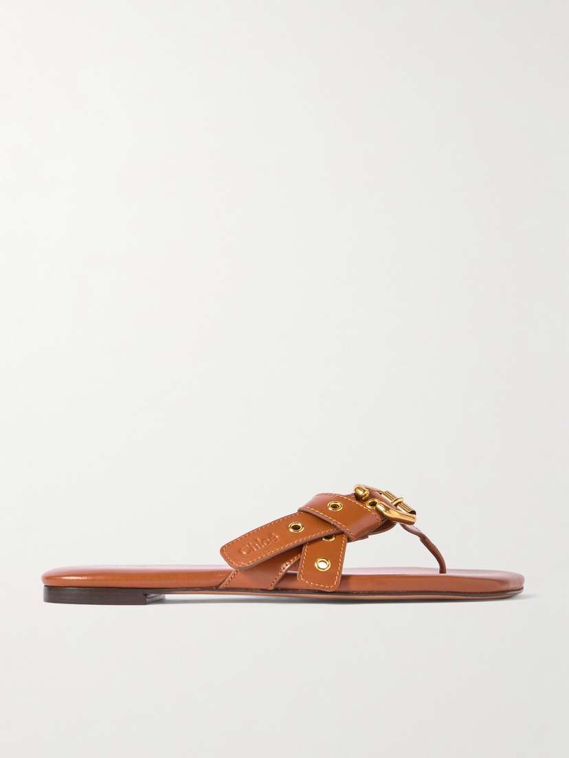 Chloé Mae Buckle-embellished Leather Slides