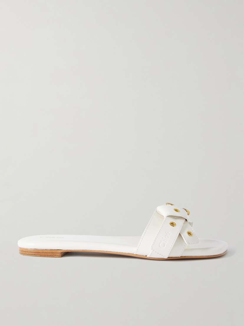 Chloé Mae Buckle-embellished Leather Slides