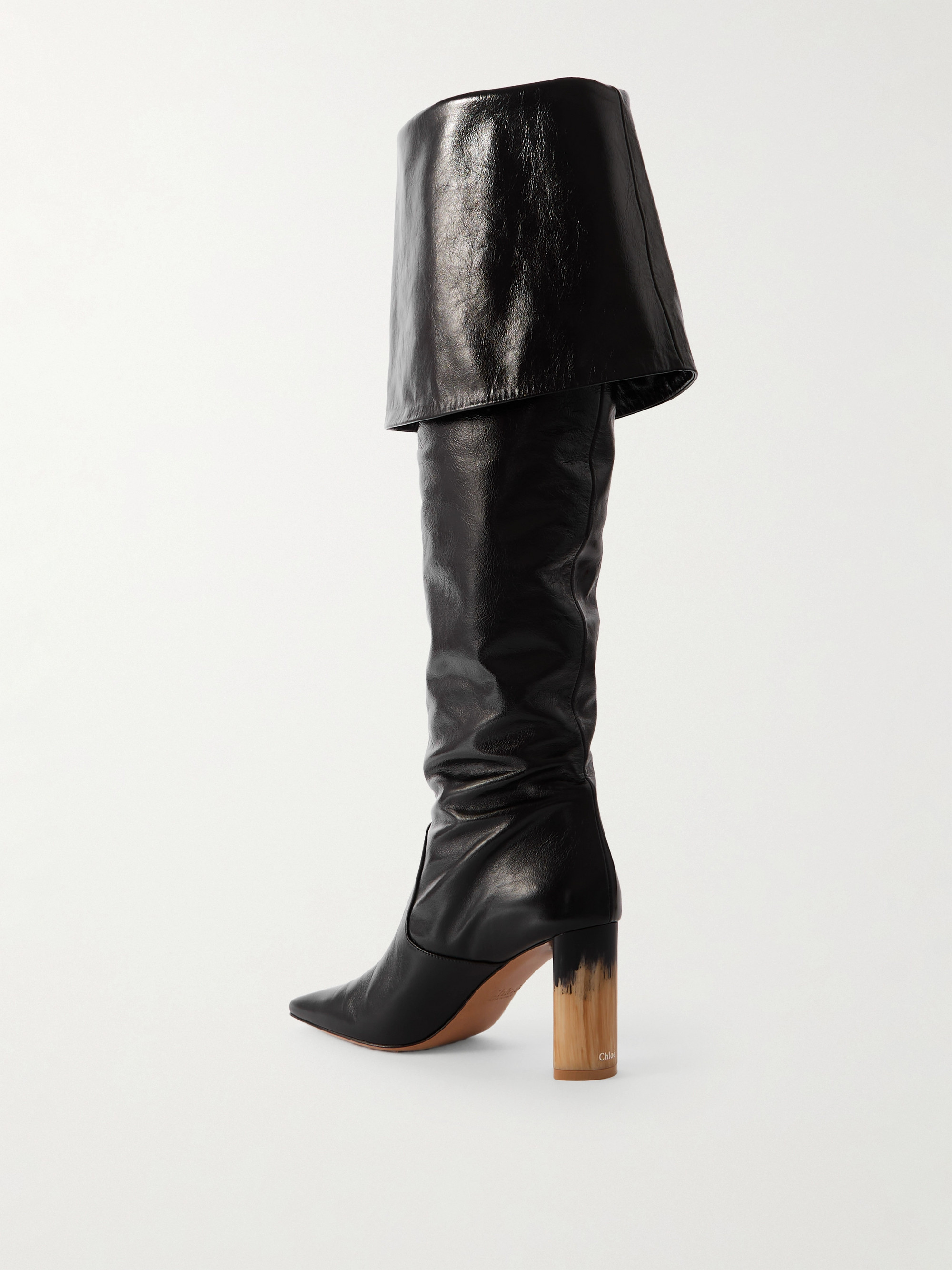 Chloé - Georgia ruched polished-leather knee boots | Plush