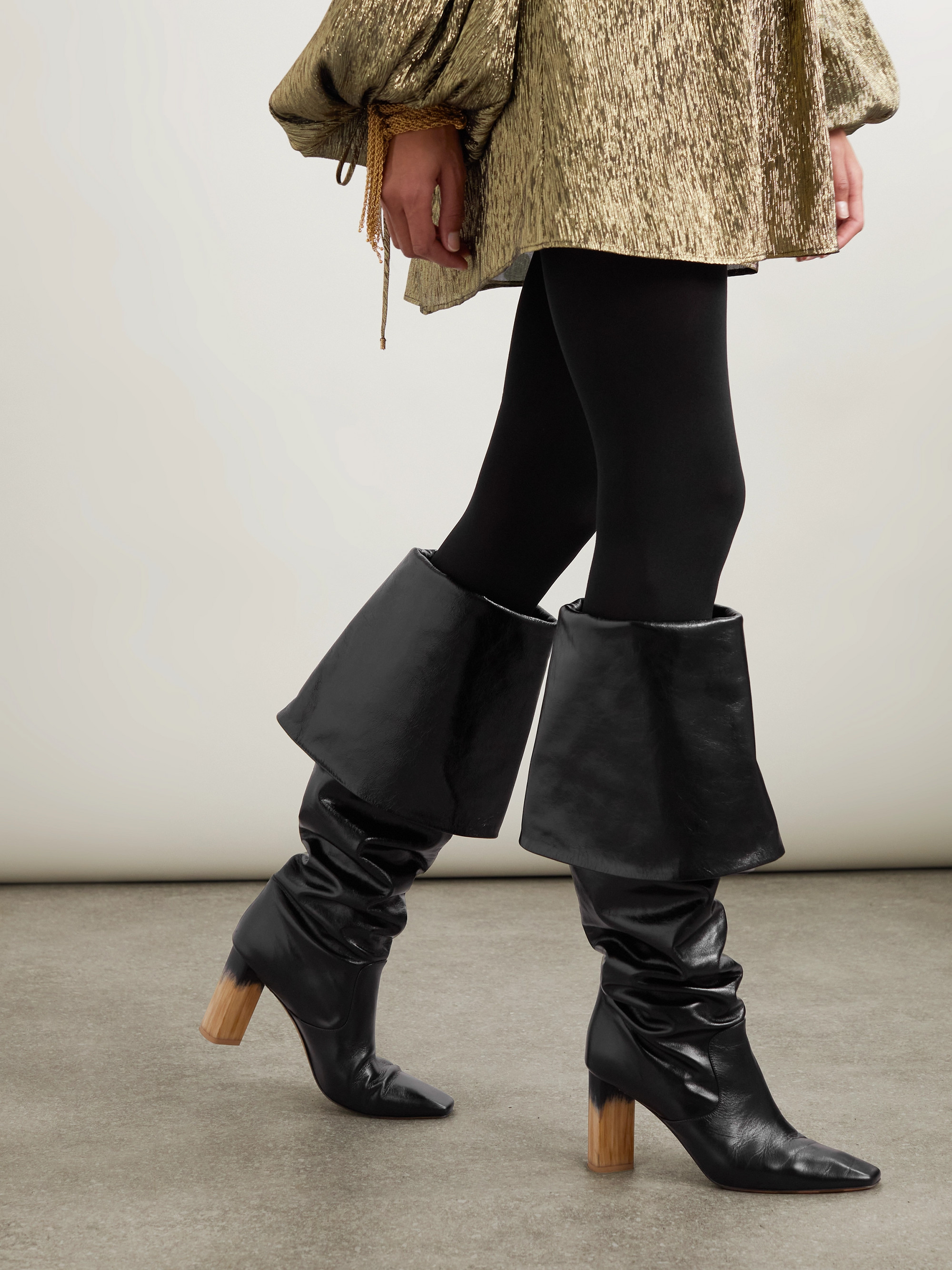 Chloé - Georgia ruched polished-leather knee boots | Plush
