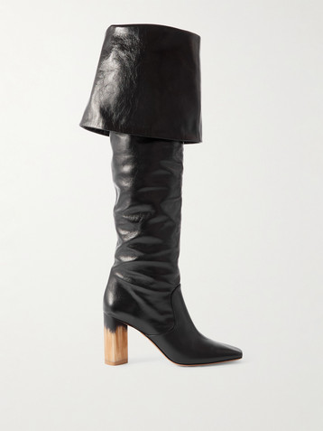 Chloé Georgia ruched polished-leather knee boots