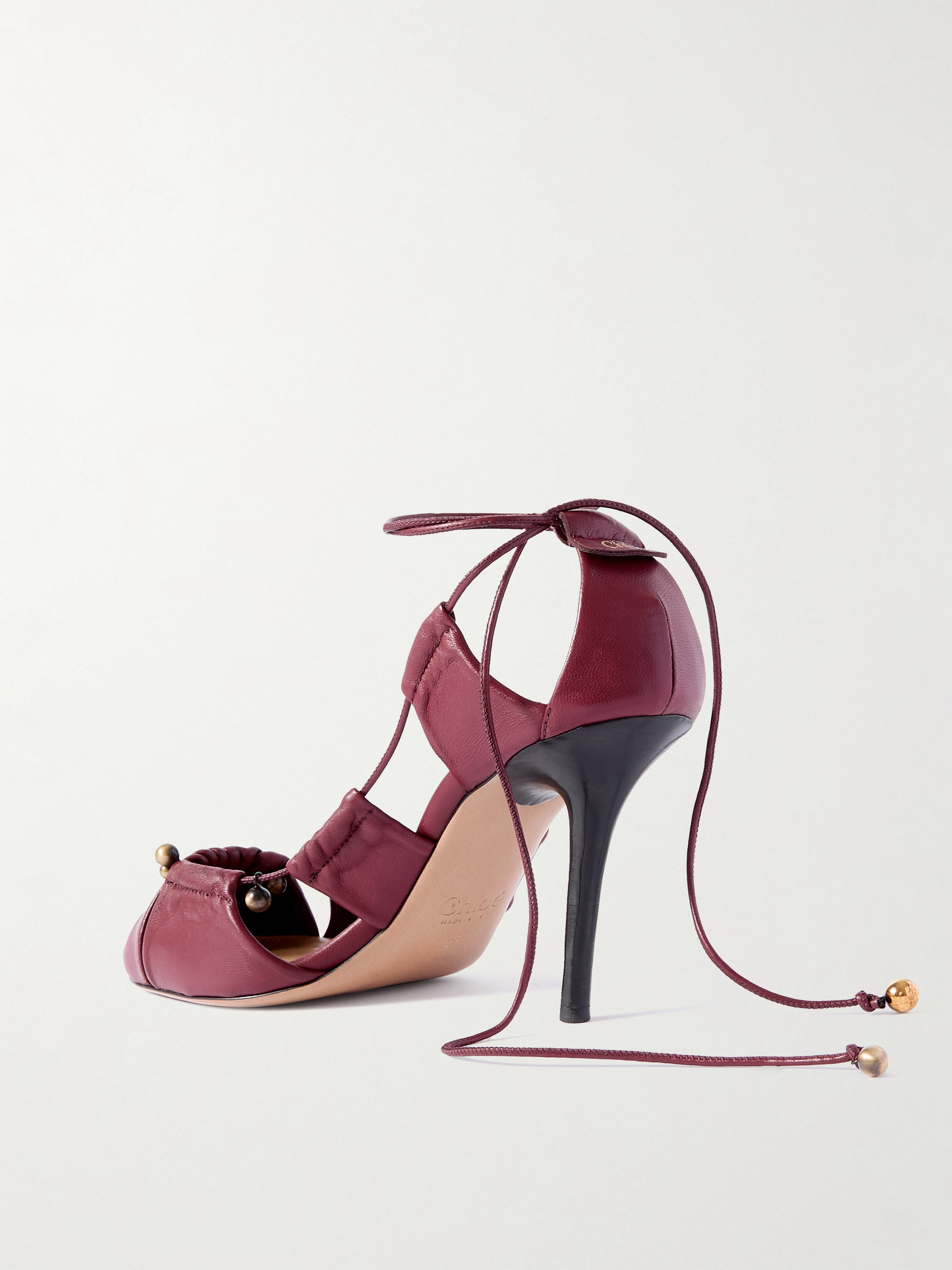 Chloé Luna cutout embellished pleated leather pumps thumbnail