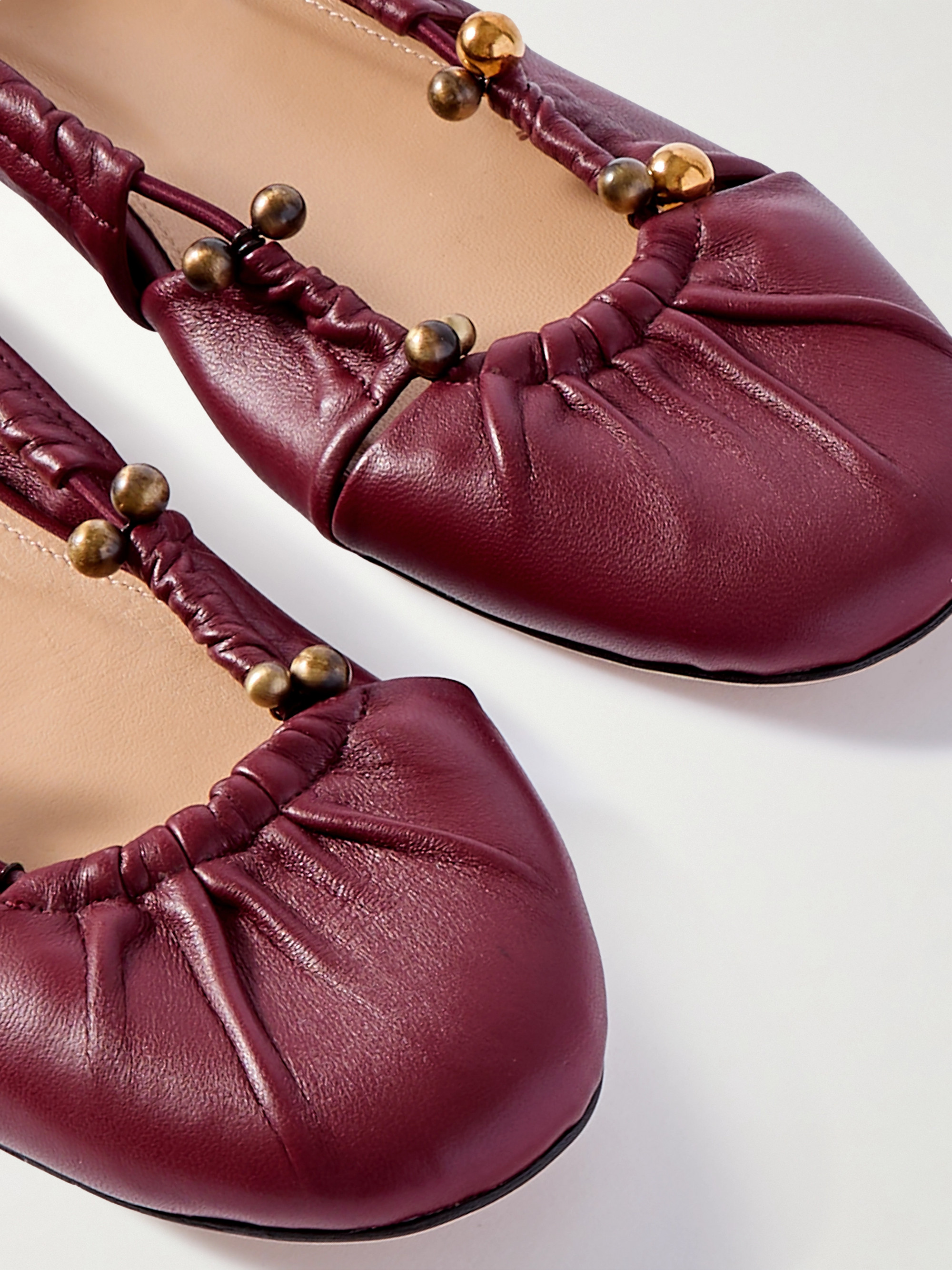 Chloé Luna cutout embellished pleated leather pumps thumbnail