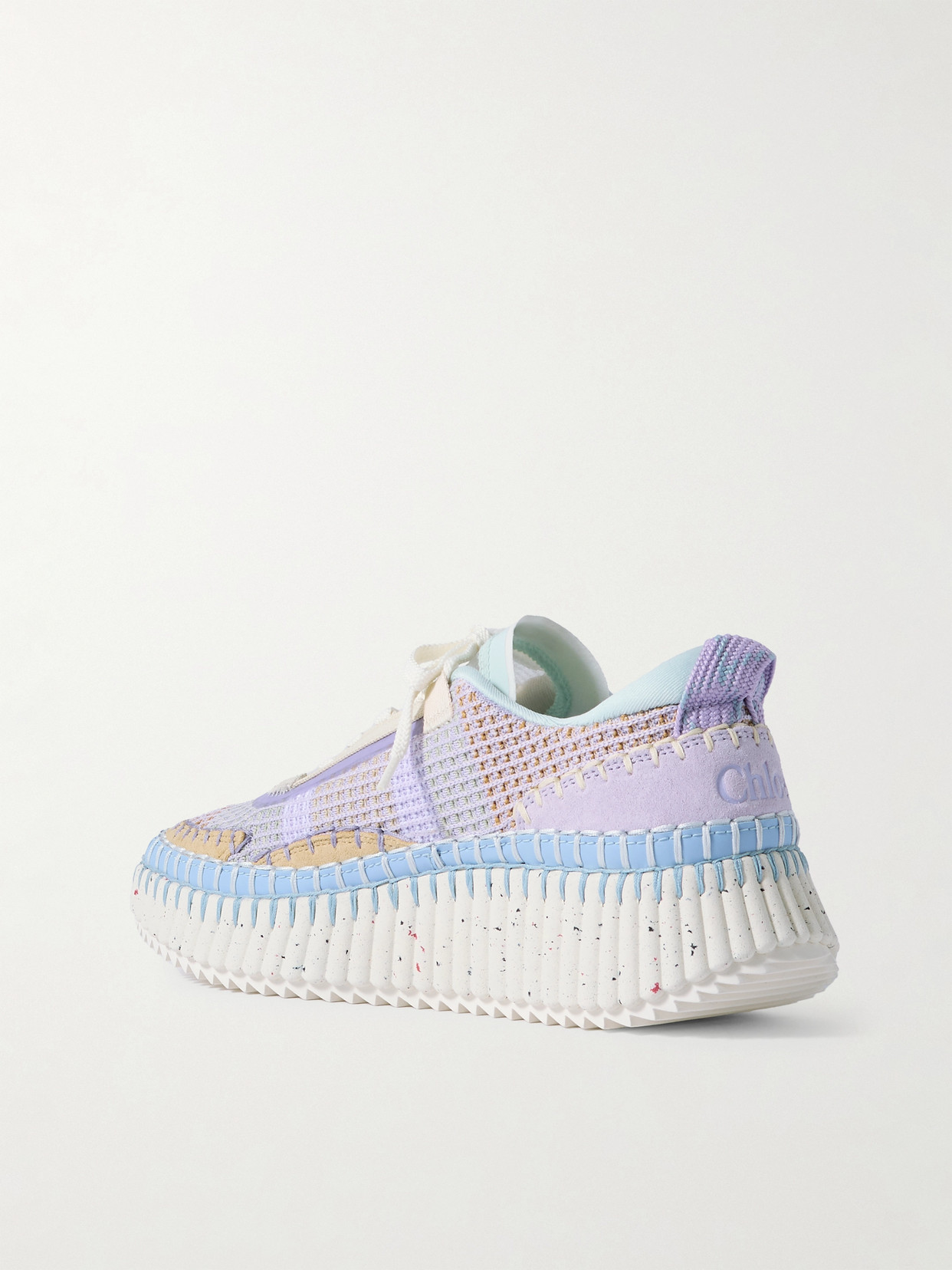 Chloé Nama Embroidered Suede And Mesh Sneakers In Purple