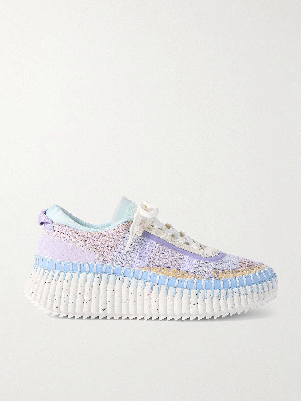 Chloé Nama Embroidered Suede And Mesh Sneakers In Purple