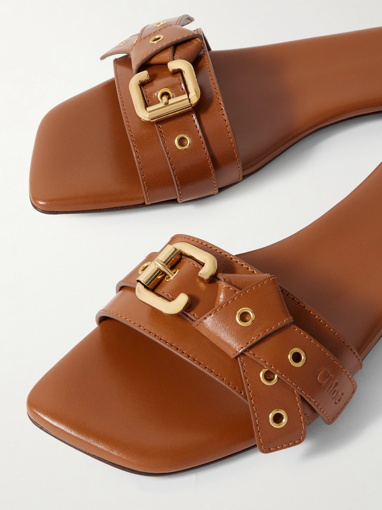 Chloé Tan Mae Sandals In Blue