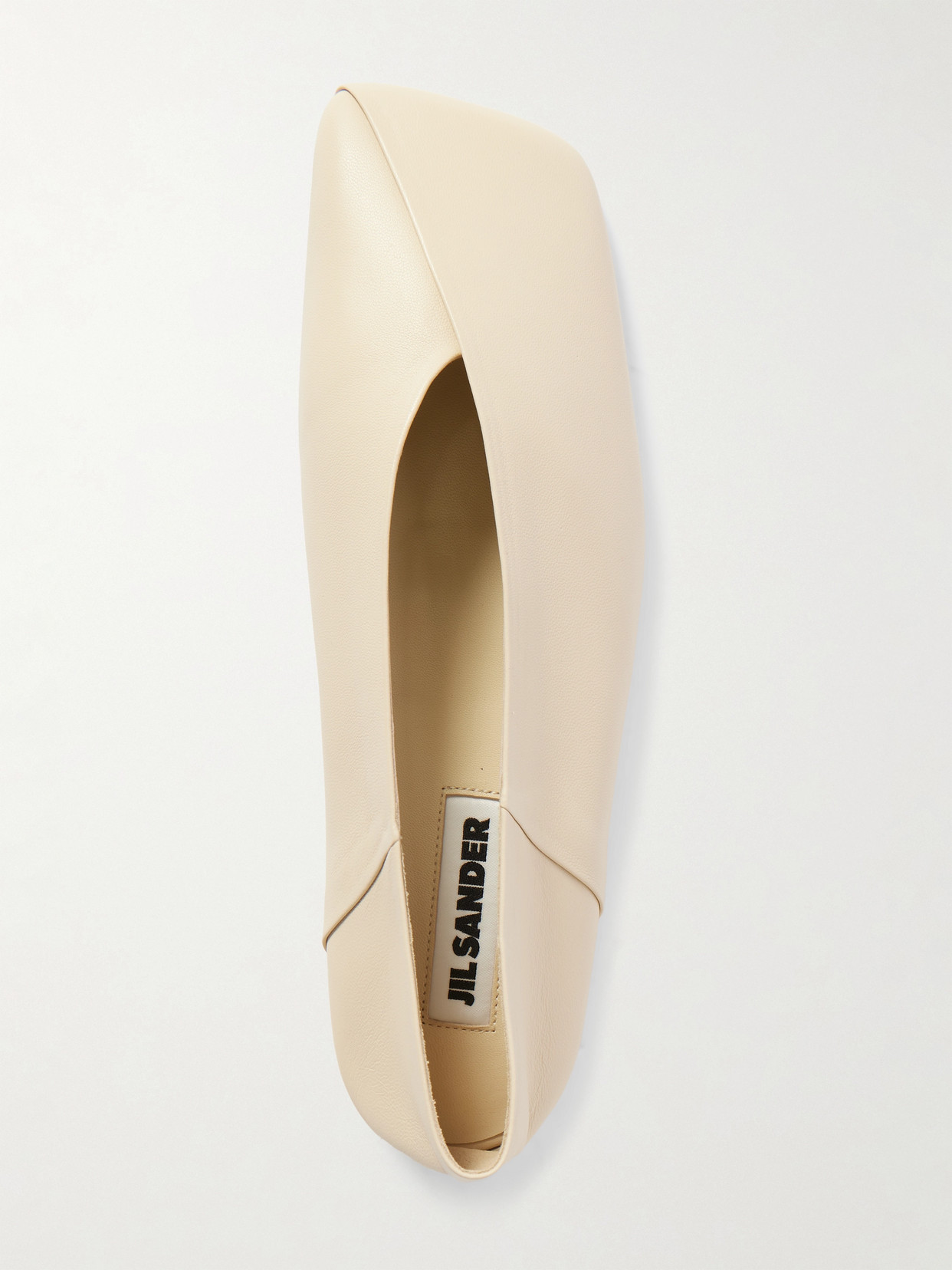 Jil Sander Asymmetric Leather Ballet Flats In Cream
