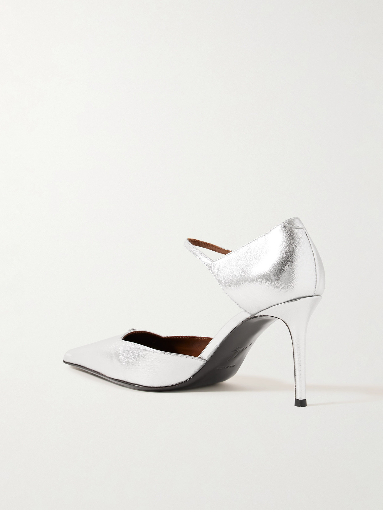 Giuseppe Zanotti Mizuki Crystal-embellished Metallic Leather Pumps In Silver