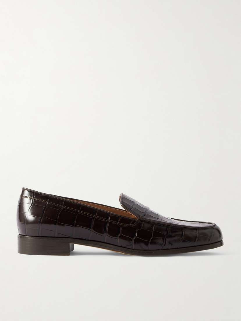 Emme Parsons Danielle Glossed Croc-effect Leather Loafers