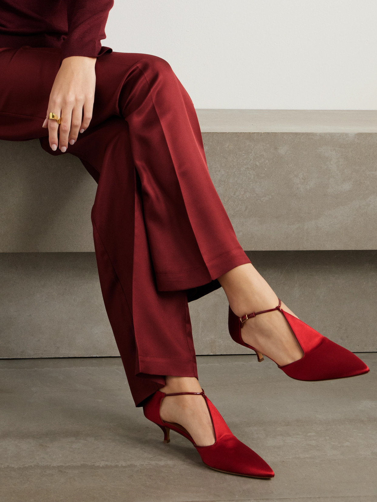 Emme Parsons Leandra Satin Pumps In Red