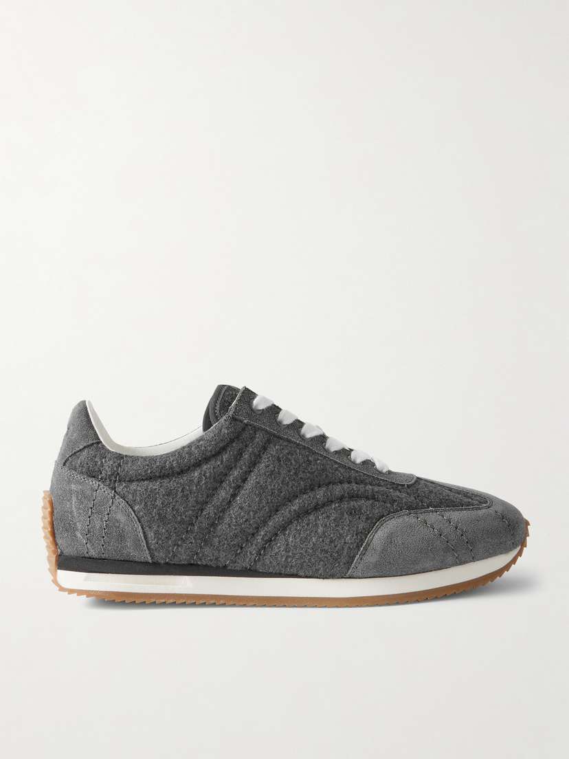 TOTEME Suede-trimmed Wool-flannel Sneakers