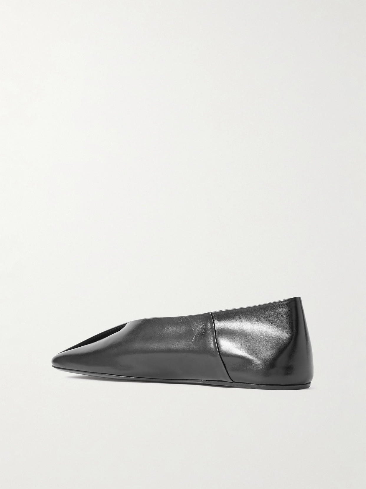 Jil Sander Black Leather Ballet Flats In Black