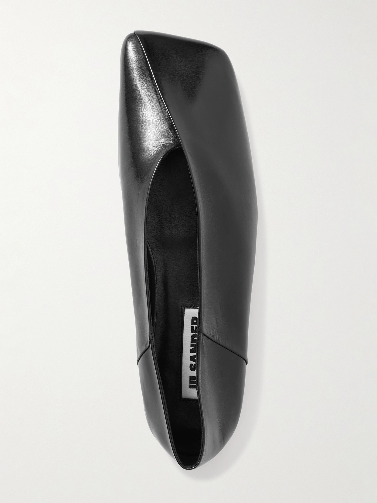 Jil Sander Asymmetric Leather Ballet Flats In Black