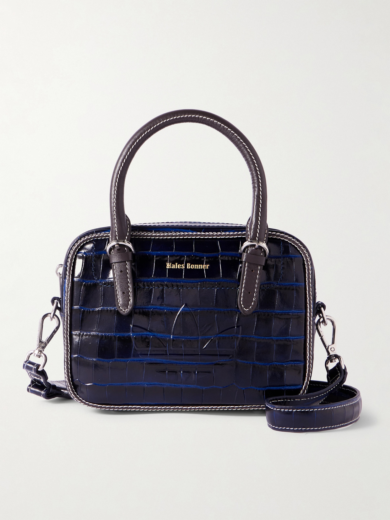 【ADIDAS×Wales Bonner】 croc-effect leather shoulder bag ADIDAS ORIGINALS + Wales Bonner small embossed croc-effect