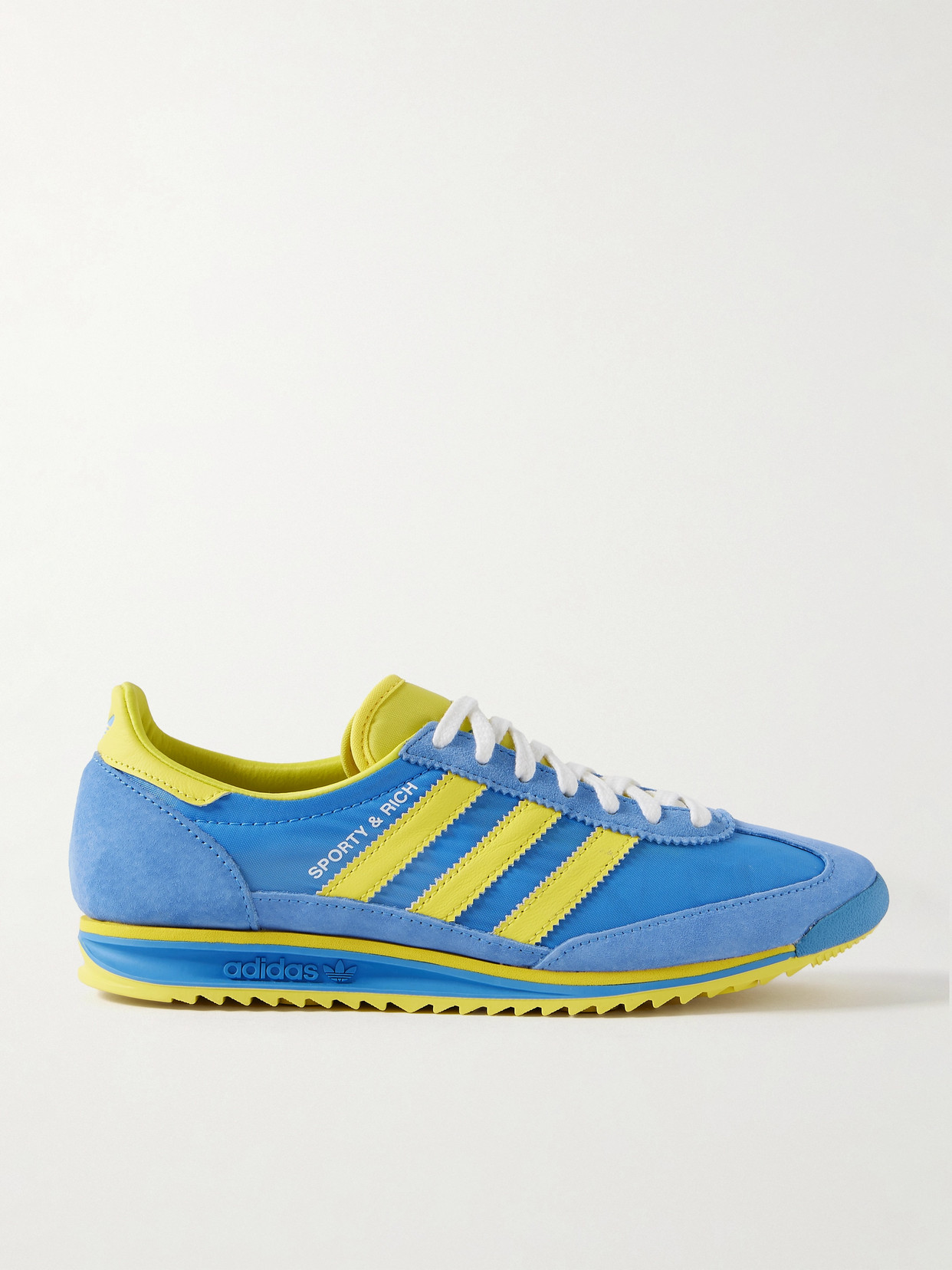 Adidas Originals + Sporty & Rich Sl 72 Leather And Suede-trimmed Mesh Sneakers In Blue