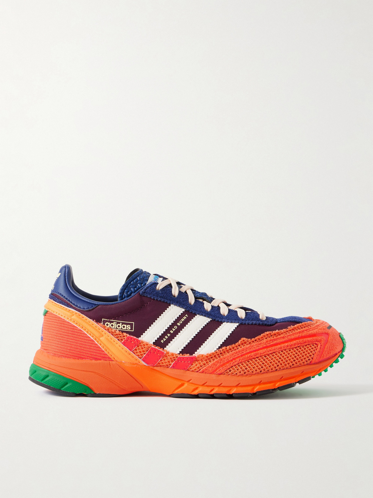 Adidas Originals + Bad Bunny Adizero Sl 72 Suede And Mesh-trimmed Shell And Leather Sneakers In Burgundy