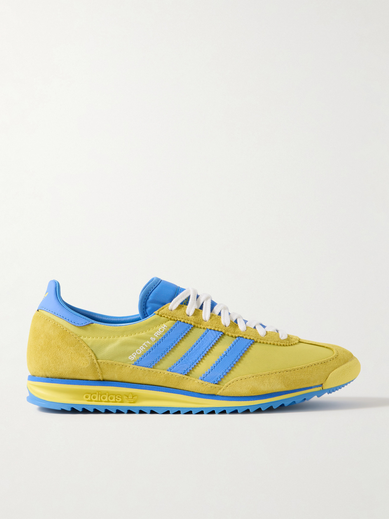 Adidas Originals + Sporty & Rich Sl72 Suede And Leather-trimmed Shell Sneakers In Yellow