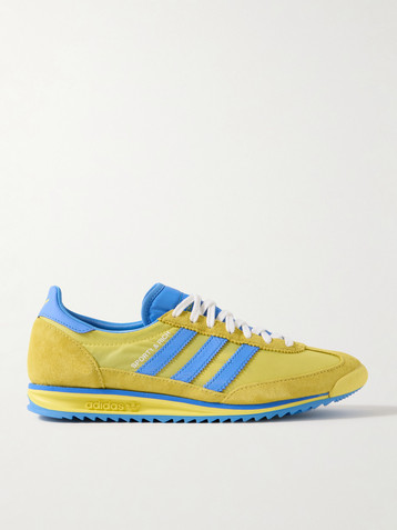 adidas Originals + Sporty & Rich SL72 suede and leather-trimmed shell sneakers