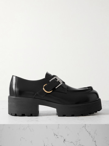 Givenchy Voyou Monk crystal-embellished leather platform loafers