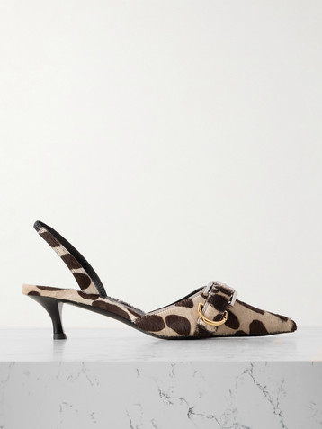 Givenchy Voyou buckled printed calf hair slingback pumps