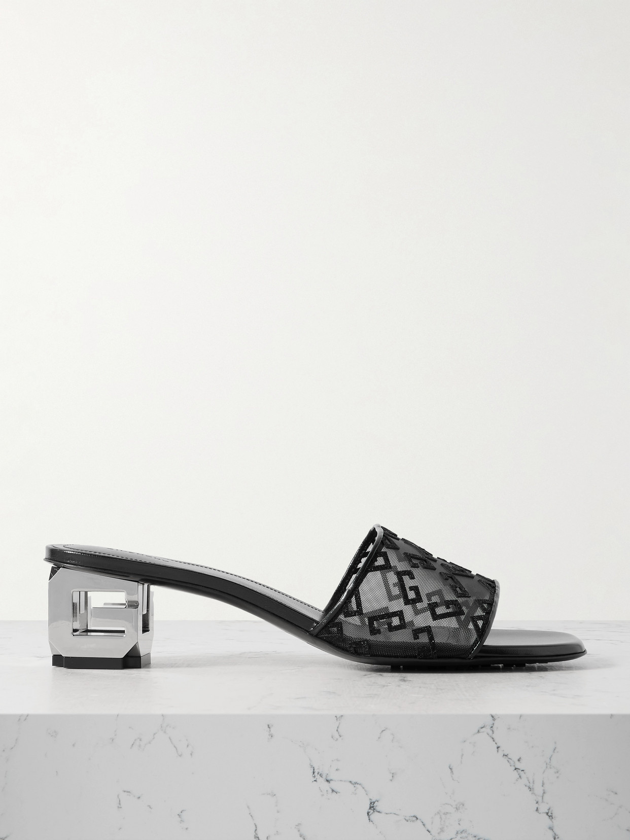 Givenchy Logo Fabric Sandals Sculpture Heel In Black