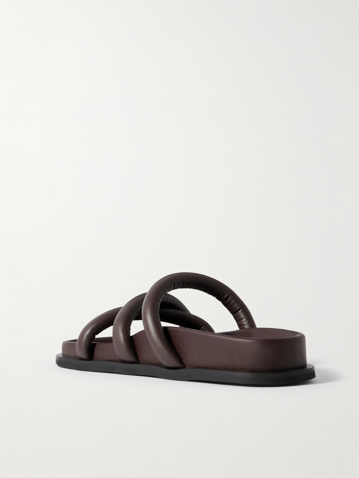 St Agni Leather Slides In Brown