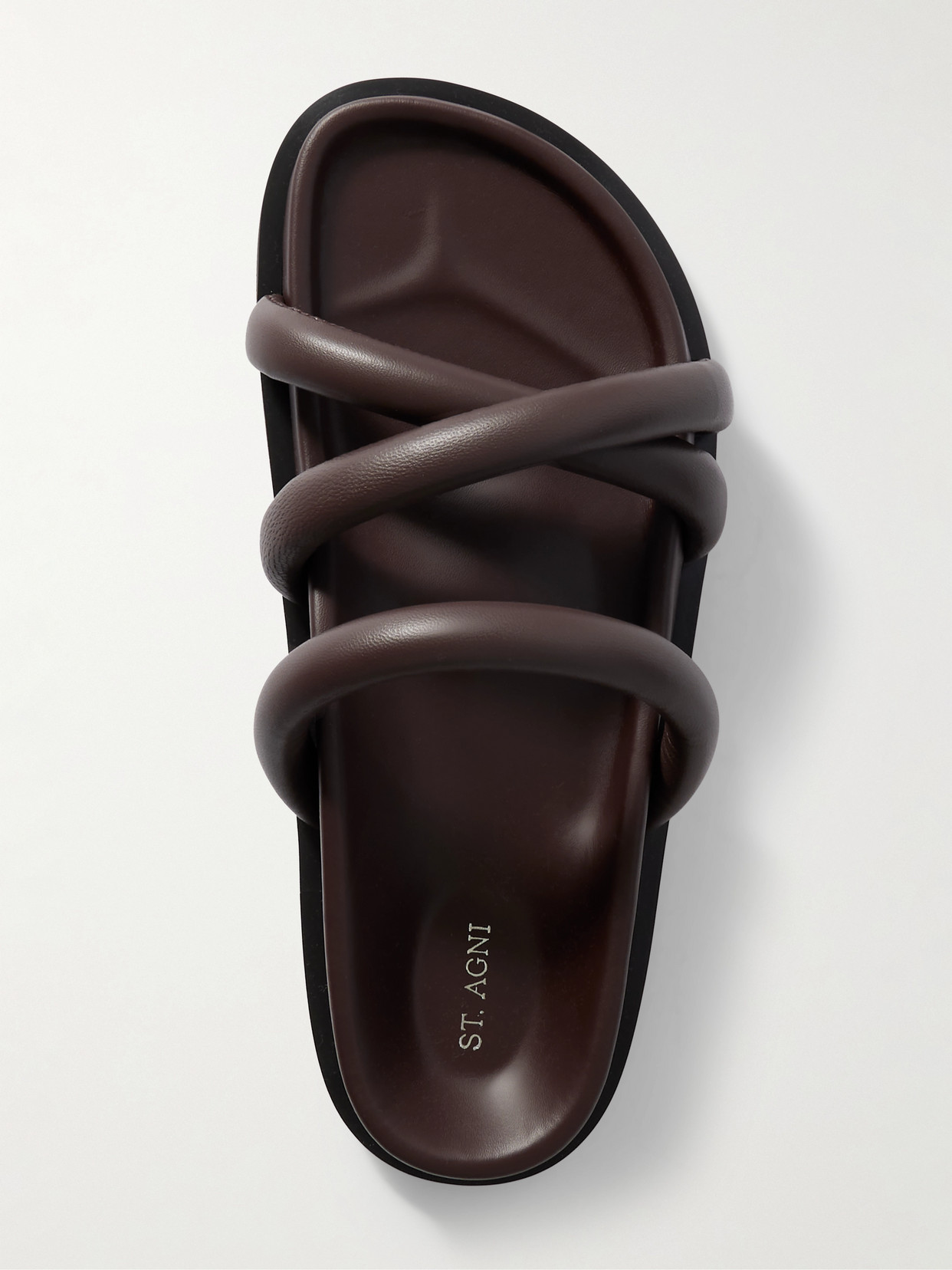 St Agni Leather Slides In Brown
