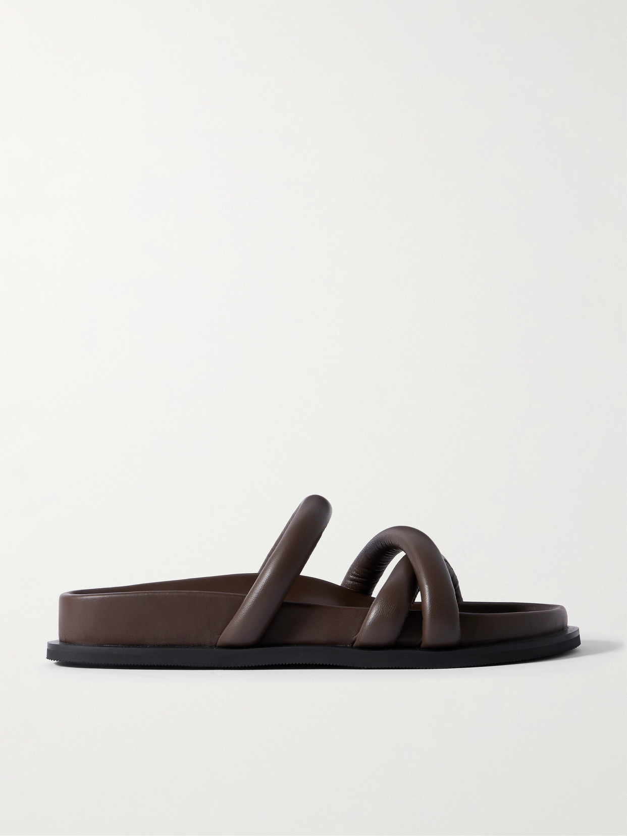 St Agni Leather Slides In Brown