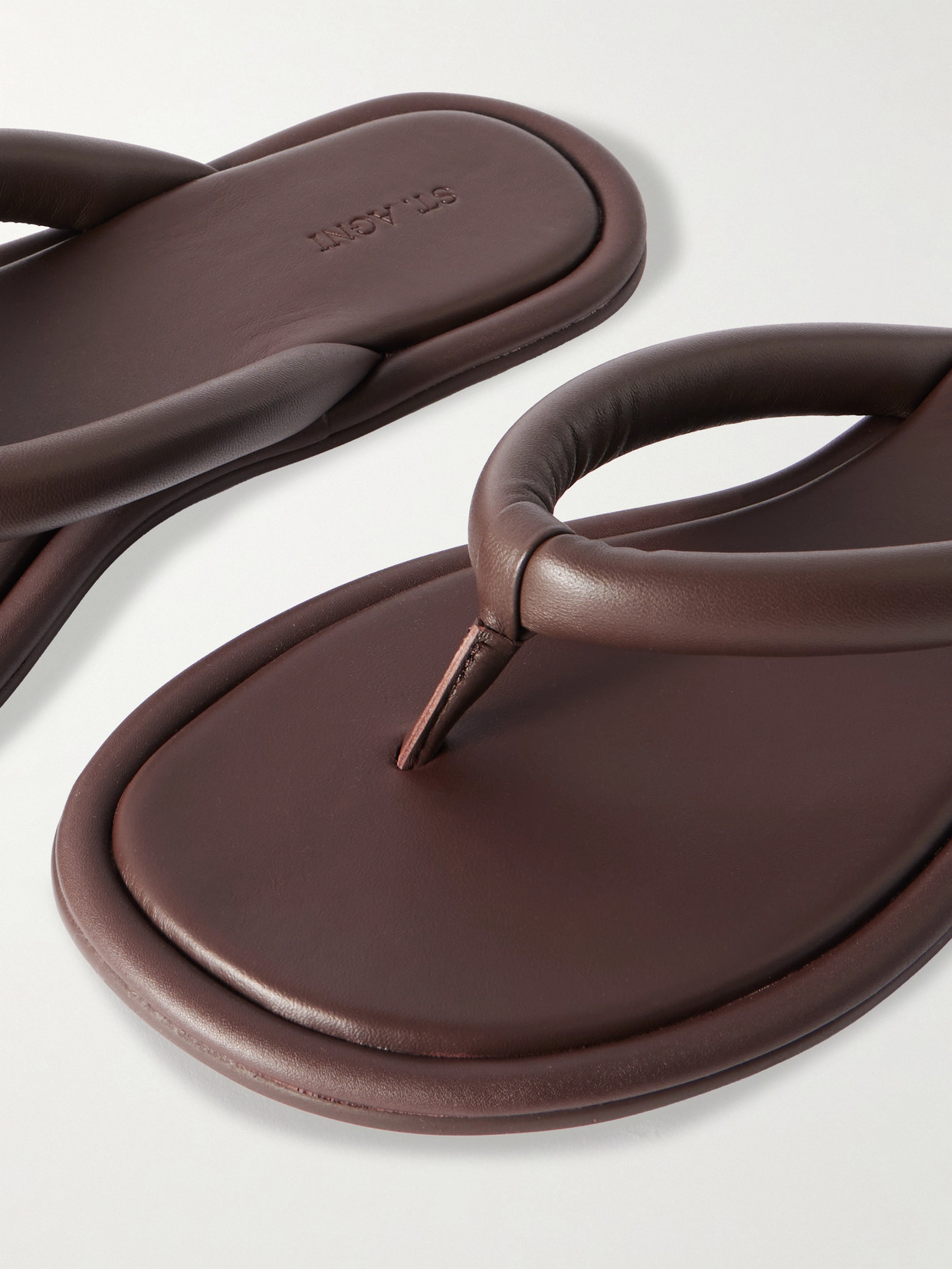 St Agni Leather Flip Flops In Brown