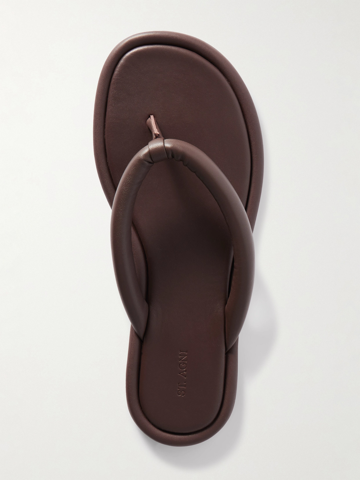 St Agni Leather Flip Flops In Brown