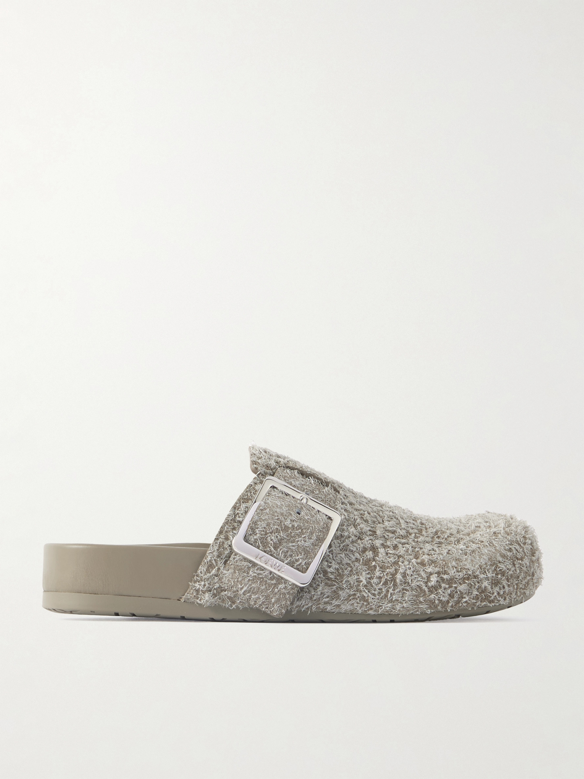 Loewe Ease buckled brushed-suede mules