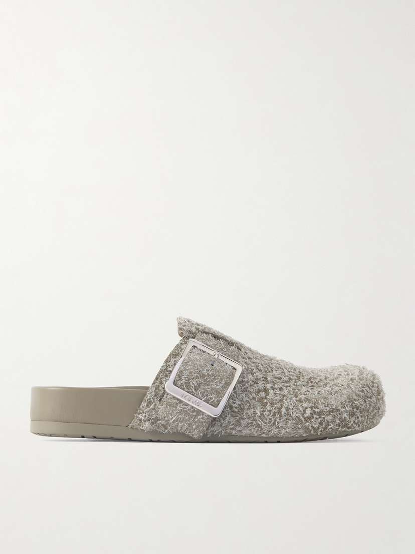 Loewe — Ease buckled brushed-suede mules