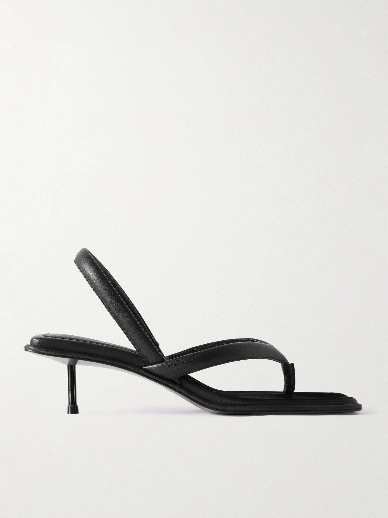 St Agni Leather Slingback Thong Sandals In Black