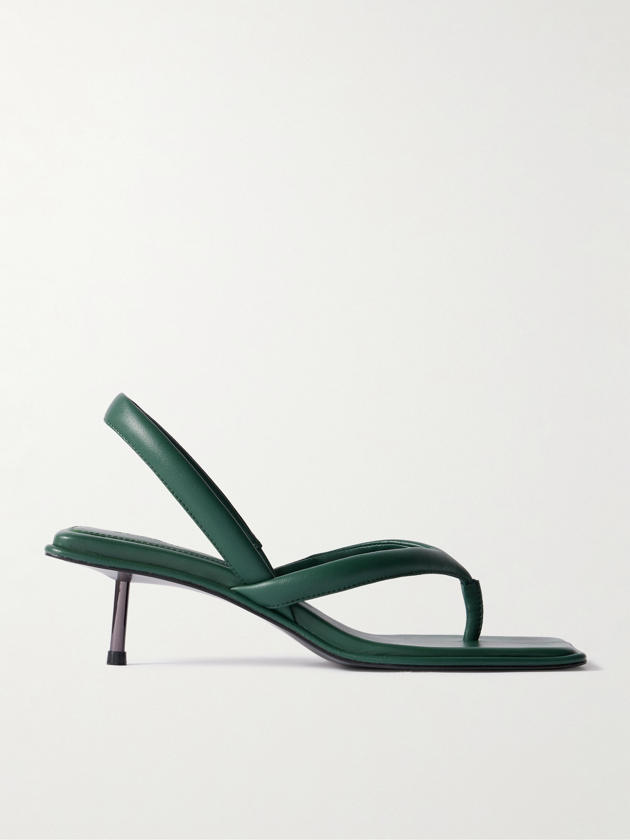 St Agni Leather Slingback Sandals In Green