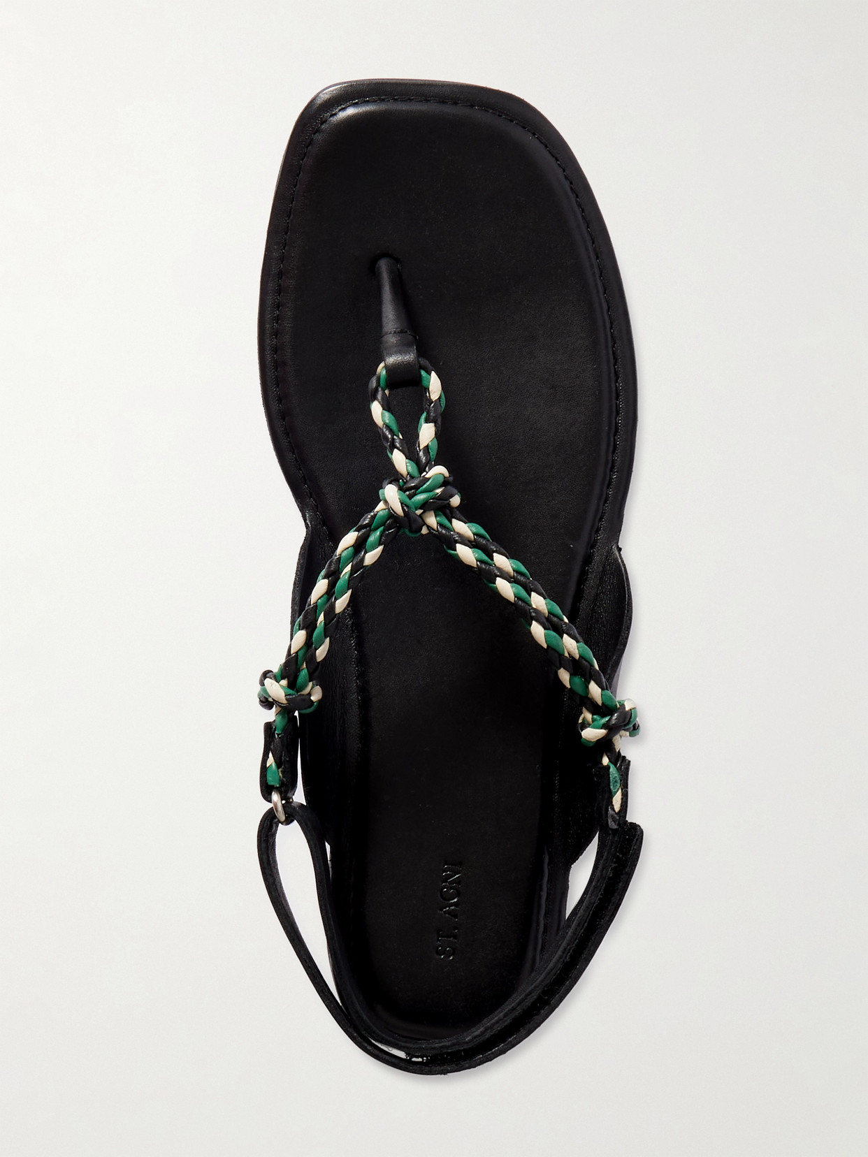 St Agni Woven Rope Leather Sandals In Black